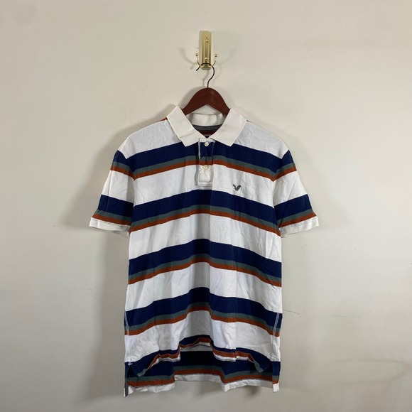 American Eagle Outfitters Other - American Eagle Polo Shirt Short Sleeve Striped Mens XL Rugby Shirt Cotton Preppy